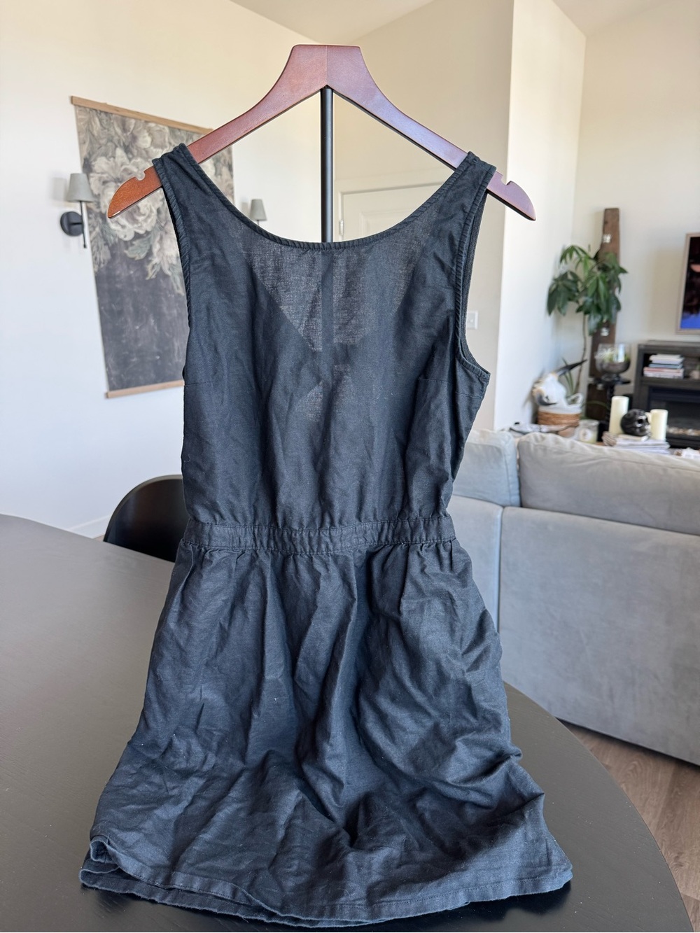 Gap- Classic Black Linen Sleeveless Dress - Open Back